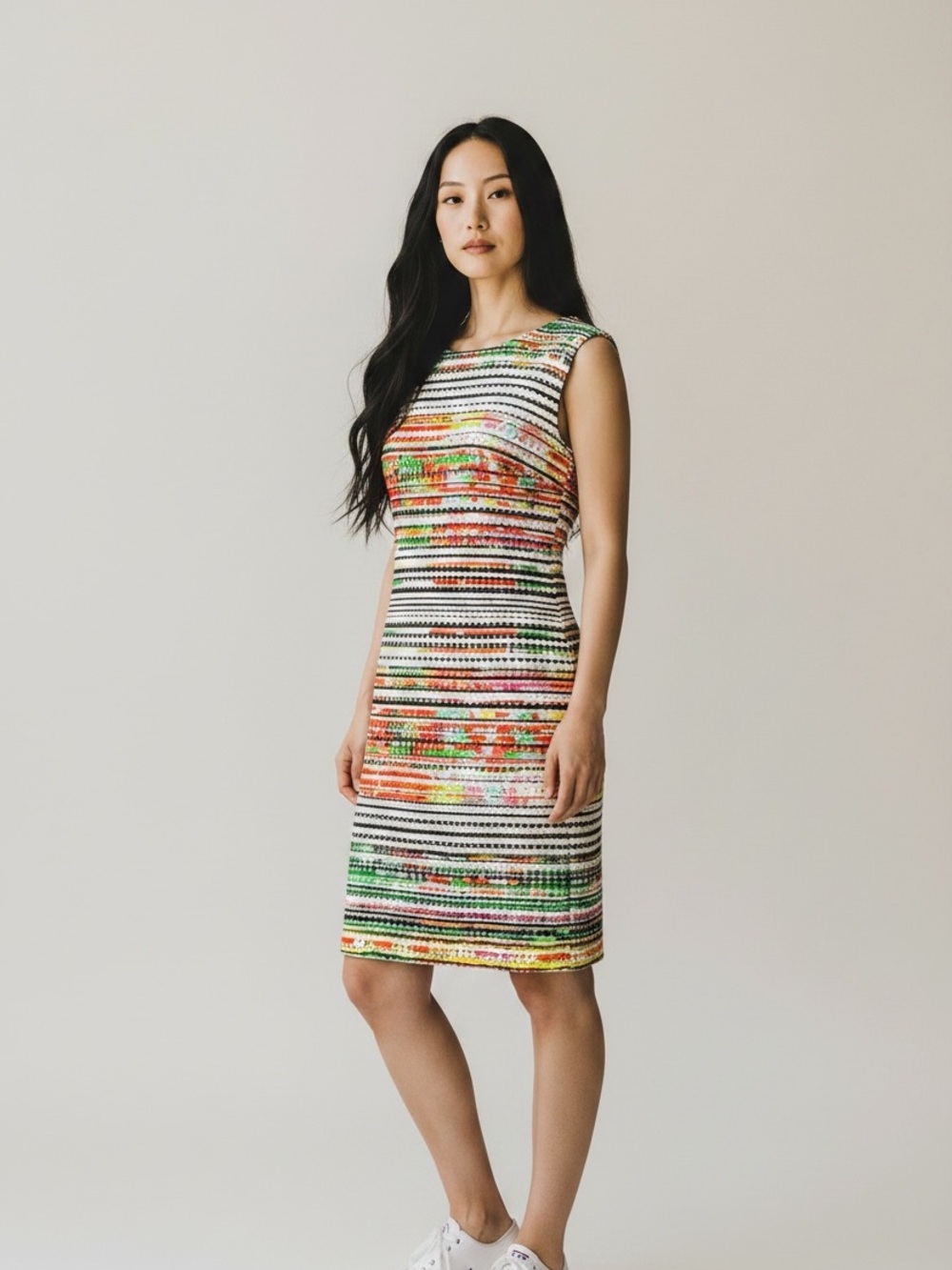 Sandra Darren Orange White Sheath‎ Mini Dress, NWT